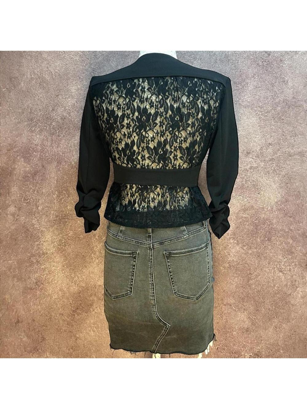 Iz Byer Black Lace Back Blazer